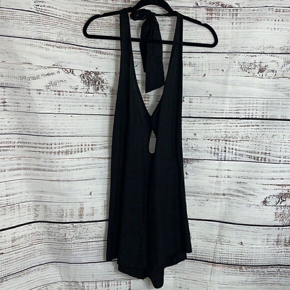 ALIX NYC Romper Womens Sz Small Revolve Cavalier in Black linen blend Vacay New - Picture 2 of 13